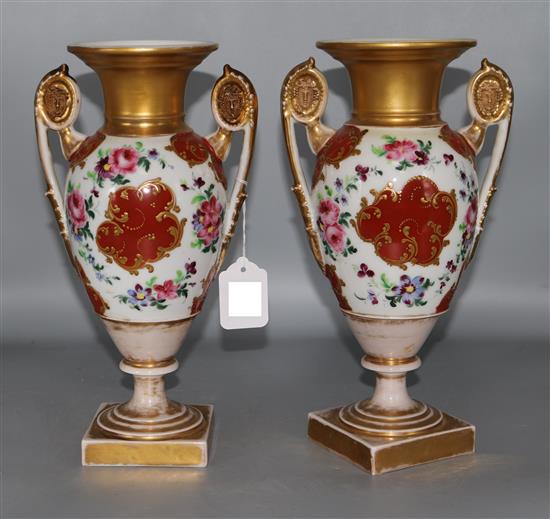 A pair of Paris porcelain vases 30cm